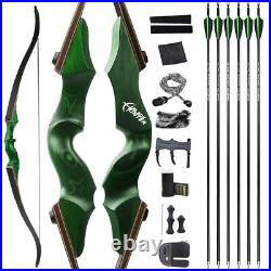 60 Archery Recurve Bow 20-60lbs Takedown American Hunting Target Black Hunter