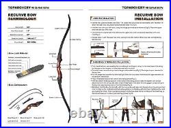 60 Archery Takedown Recurve Bow Wood Riser Hunting Target 30-50lbs Longbow