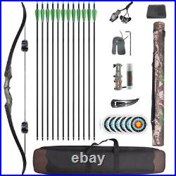 60 Archery Takedown Recurve Bow Wooden Riser & Carbon Arrow & Bag Hunting SET