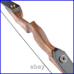 60'' Takedown Recurve Bow 20-60lbs Wooden Bow Riser Right Hand Archery Hunting