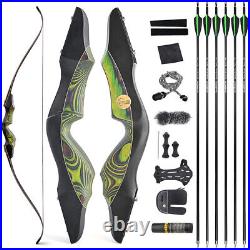 60 Takedown Recurve Bow Kit Carbon Arrows 25-60lb Longbow Archery Hunting Shoot