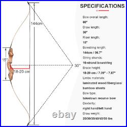 6025-50lbs Archery Wood Riser RH/LH Takedown Recurvebow Natural Feather Arrows
