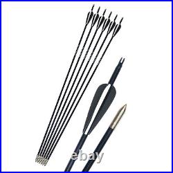 60LBS Recurve Bow 12xFiberglass Arrows Set Wooden Riser Archery Hunting Target