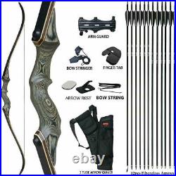 60lbs 60 Archery Recurve Bow Kit Adult Hunting Set Arrows Bags Outdoor Sport