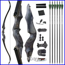 60lbs 60inch Hunting Bow Set Takedown Recurve Archery Black Hunter Right Hand