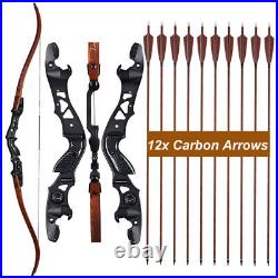 62 Archery ILF Recurve Bow and Carbon Arrows with Real Feathers Set for Target