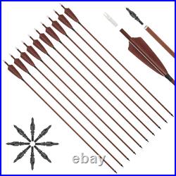 62 Archery ILF Recurve Bow and Carbon Arrows with Real Feathers Set for Target