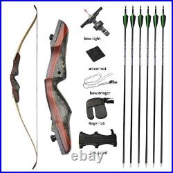 62 Archery Recurve Bow Arrows Set Takedown Wooden Longbow Hunting 20-50lbs