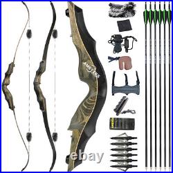 62 Takedown Recurve Bow 20-60lbs Limbs Archery American Hunting Target Shooting