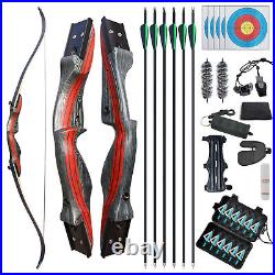 62 Takedown Recurve Bow Carbon Arrow Set 20-50lbs Wooden Bow Archery Shoot Hunt