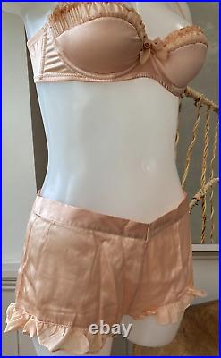 Agent Provocateur JILLY blush silk bra 36A French knickers peach fits 36B & 34C