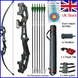 Archery 30lb/40lb Takedown Recurve Bow Set RH Longbow Hunting Target Shoting