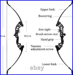 Archery 51 Takedown Recurve Bow and Arrows Set for Adults Right Hand Longbow Ki