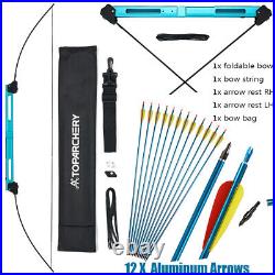 Archery 58 Folding Bow Longbow Takedown Bow 12pc Aluminum Arrows Hunting Target