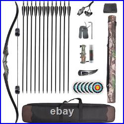 Archery 60 Takedown Recurve Bow & 12x Arrow Hunting set WOOD RISER Bow 25-50lbs