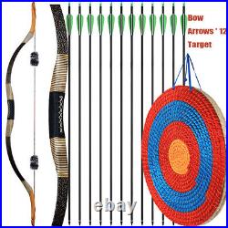 Archery Recurve Bow Traditional LongBow Mongolian HorseBow & Arrows & Target