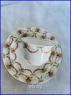 Aynsley Cup Saucer Plate Ribbons Bows Swags Trio