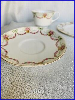 Aynsley Cup Saucer Plate Ribbons Bows Swags Trio