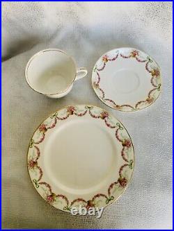 Aynsley Cup Saucer Plate Ribbons Bows Swags Trio