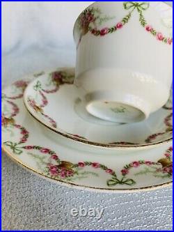 Aynsley Cup Saucer Plate Ribbons Bows Swags Trio