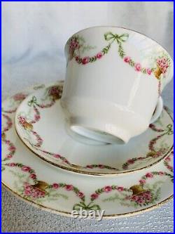 Aynsley Cup Saucer Plate Ribbons Bows Swags Trio