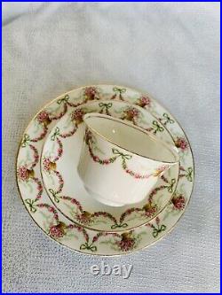 Aynsley Cup Saucer Plate Ribbons Bows Swags Trio