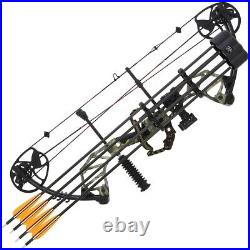 Compound Archery Bow 30-70lbs & Arrow Set Hunting Shooting Target Camo 300fps