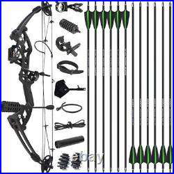 Compound Bow 12X Carbon Arrows Set 30-55lbs Adjustable Archery Hunting Shooting