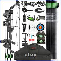 Compound Bow Arrows Set 20-70lbs Adjustable Archery Bow Bag Hunting 320FPS RH LH