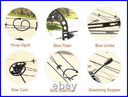 Compound Bow Carbon Arrow Kit Set 30-55lbs Adjust Archery Field Bow Shooting