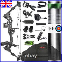 Compound Bow Set 20-70lbs Adjustable Carbon Arrows Archery Hunting Target Shoot