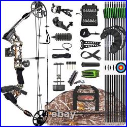 Compound Bow Set 20-70lbs Archery Hunting Arrows RH LH Adult Target Shooting