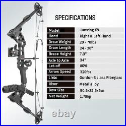 Compound Bow Set 20-70lbs Archery Hunting Arrows RH LH Adult Target Shooting