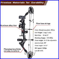 Compound Bow Set 30-70lbs Adjustable 320fps Carbon Arrows Archery Hunting Target