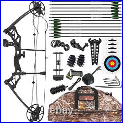 Compound Bow Set 30-70lbs Adjustable Carbon Arrows Adult Target Archery Hunting