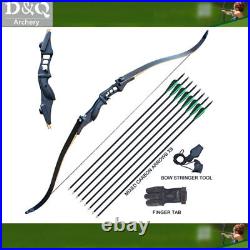 D&Q 30-50lb 52 Recurve riser Bow and Arrow set Archery Target Practice Bow limb