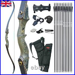 D&Q Takedown Recurve Hunting Longbow Set 50lb Right Hand Bow Arrows UK Stock