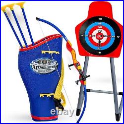 Kids Bow and Arrow Archery Set with Target Stand and Strapped Shoulder Quiver