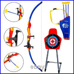 Kids Bow and Arrow Archery Set with Target Stand and Strapped Shoulder Quiver