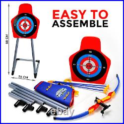 Kids Bow and Arrow Archery Set with Target Stand and Strapped Shoulder Quiver