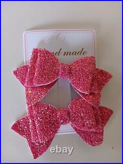 Set duo pink bows hair clips x5 wow LOVELY HAIR CLIPS BARGAIN RARE FAB FAB