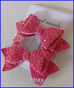 Set duo pink bows hair clips x5 wow LOVELY HAIR CLIPS BARGAIN RARE FAB FAB