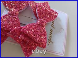 Set duo pink bows hair clips x5 wow LOVELY HAIR CLIPS BARGAIN RARE FAB FAB