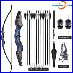 TOPARCHERY 60 Archery Takedown Recurve Bow RH 25-50lbs Wooden Bow&Arrow Set