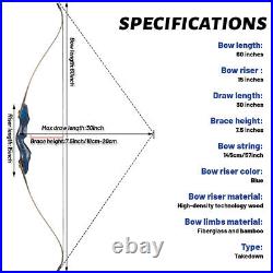 TOPARCHERY 60 Archery Takedown Recurve Bow RH 25-50lbs Wooden Bow&Arrow Set