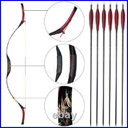 Traditional Archery Recurve Bow & 6× Carbon Arrows Set Hunting Shooting Horsebow