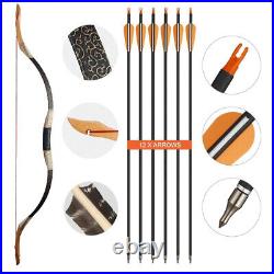 Traditional Recurve Bow 30-50lbs Mongolian Horse Bow &12pcs Carbon Arrows Set