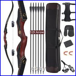 Wooden Riser 60 Archery Hunting Takedown Recurve Bow and Arrow, Bow Case Set