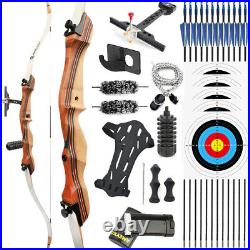 Youth Recurve Bow 10-20lbs Wooden Takedown Archery Beginner Practice Shoot Gift